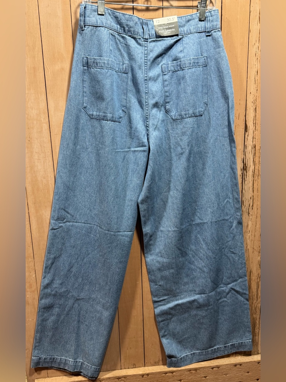 NWT Who What Wear High-Waist Full Length pleated chambray Denim Trousers - Picture 3 of 10